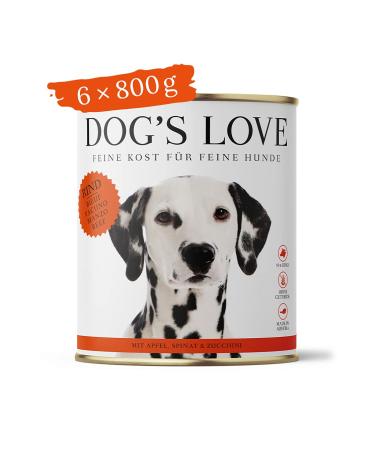 DOG'S LOVE Super Premium Wet Food | Adult Beef | Complete Menu Rich and Healthy | Food Grade Dog Food All Raw Materials | 100% Grain Free (6 x 800 g)