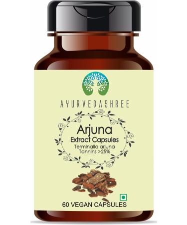 Arjuna Extract 500mg - 60 Vegetarian Capsules| |Terminalia Arjuna Tannis |All Natural | 100% Vegan | Gluten-Free Arjuna 60 Count (Pack of 1)