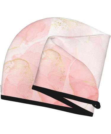 Hair Towel Wrap | Quick-Drying Pink Marble Towel Turban with Button for Effortless Hair Care - Buy Online on GoSupps.com