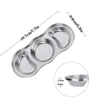Sauce Dipping Saucer Sauce Dipping Bowls Appetizer Plates Serving Dish 304 Stainless Steel Seasoning Plate Three Grids Durable Sauce Dish Suitable for Dips Salads Desserts Fruit Soy Sauce B - Buy Online on GoSupps.com