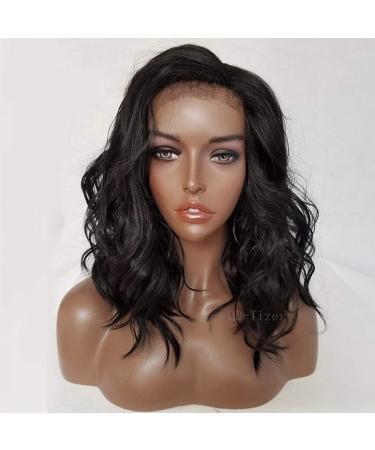 18 Inch Wig Women Natural Brazilian 100% Human Hair Remy Wavy Lace Front Frontal Wig Natural Human Hair Density: 180%