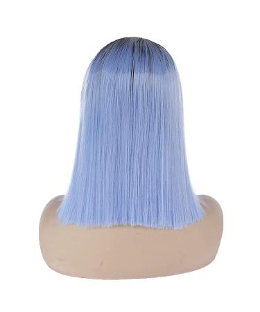 Karissa Ombre Blue Synthetic Lace Front Wig for Women - Short Blue Bob with Dark Roots | Glueless Half Hand Tied Hair Replacement - Buy Online on GoSupps.com