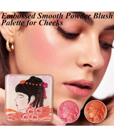 Embossed Smooth Powder Blush Palette for Cheeks Matte Face Powder Blush Palette Face Matte Blush Palette Natural Makeup Long Lasting Baked Texture for All Skins (Pink Orange) - Buy Online on GoSupps.com