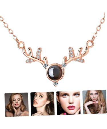 jojofuny 1 Pc Elk Horn Necklace Hand Jewelry Neck Adornment Jewelry Supply Neckline Miss Deer Necklace 45x3cm Golden - Buy Online on GoSupps.com