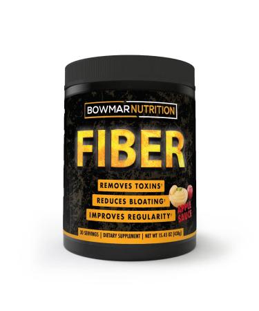 BOWMAR NUTRITION Fiber Dietary Fiber Supplement Powder. Removes Toxins Reduces Bloating and Improves Regularity. 30 Servings tub 10g of Fiber per Serving. (Apple Sauce)