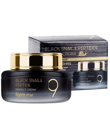 FARMSTAY Black Snail and Peptide 9 Perfect Cream - Anti Aging Cream with Peptide Formula - Fights Wrinkles and FIne Lines - Brightens Skin - 1.85 oz