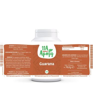 11A-Apofy Guarana 180 mg Natural Caffeine | 120 Capsules | Boost Energy & Focus | International Shipping - Buy Online on GoSupps.com