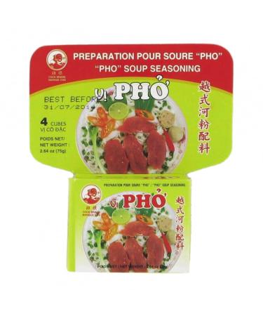 Pho Cock Soup Seasoning / Cube Spices - Pack of 10x75g - Bouillon Cubes, Broth Making Aid (Pack of 10 Boxes x 4 Cubes)