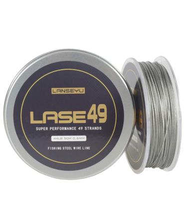 LANSEYU 50 Meters 44lb 70lbTest Fishing Steel Wire line 7x7 Strands 0.6mm 0.8mm Trace Coating Wire Leader Coating Jigging Wire Lead Fish Jigging Line Fishing Wire Stainless Steel Leader Wire 0.6mm-44lb-50M