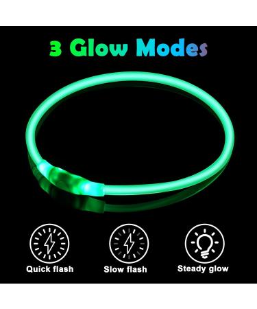 Auauy LED Light Neck Band for Dogs & Cats - USB Charging Waterproof Adjustable Safety Collar with 3 Modes (Green) - Buy Online on GoSupps.com