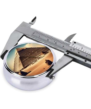 Round Pill Box Organizer - Pyramids of Khufu Design | 3 Compartment Travel Pill Case for Easy Medication Management - Buy Online on GoSupps.com