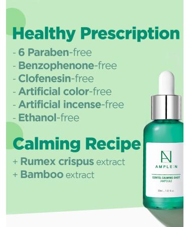 AMPLE:N Centel Calming Shot Serum - Soothing Face Serum for Sensitive Skin | Redness Relief & Acne Treatment with Centella Asiatica | 1.01 fl. oz - Buy Online on GoSupps.com