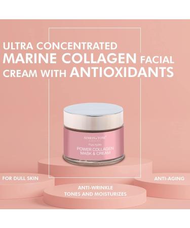 Simon&Tom Collagen Cream Ultra-Concentrated Marine Collagen Anti-Aging Face Cream with Antioxidants for Dull Skin Tones and Moisturizes Skin Vitamin E Made in Spain 50 ml - Buy Online on GoSupps.com