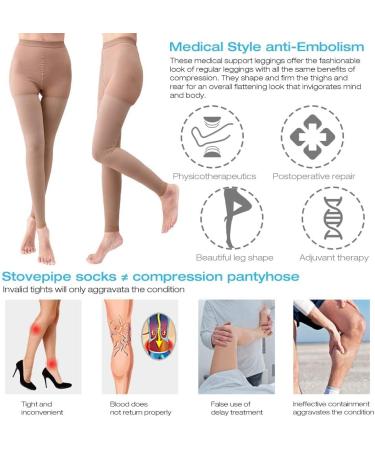 Shop Medical Compression Tights for Women - 20-30 mmHg Opaque Support Hose for Varicose Veins & Edema - Footless Beige - Buy Online on GoSupps.com
