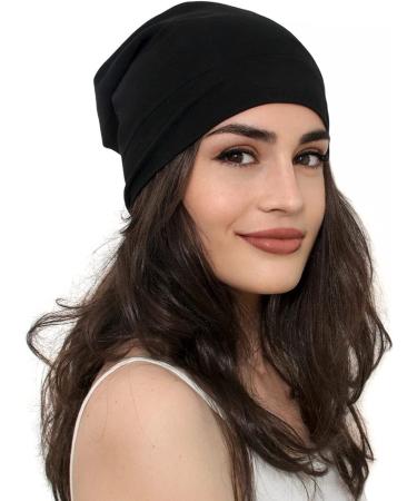Silk Satin Hair Wrap Cap for Sleeping | Adjustable Night Beanie for Curly Hair, Braids & Locs - Black - Buy Online on GoSupps.com