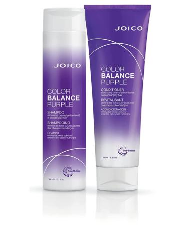 Joico Color Balance Purple Shampoo & Conditioner Set  Eliminate Brassy and Yellow tones  for Cool Blonde or Gray Hair 2 Piece Set