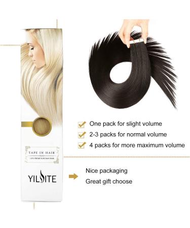 Yilite Tape Extensions Real Hair - #1B Natural Black 55cm 20 Pieces 50g - Invisible Silky Straight Skin Weft - Buy Online on GoSupps.com