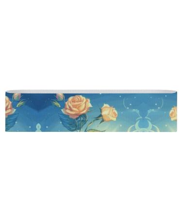 Resistance Bands Exercise Bands Two Soft Orange Roses Printed Elastic Band Leg Bands Resistance Fitness Bands Fabric Resistance Bands