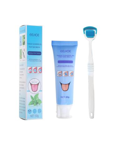Tongue Cleaning Gel with Brush Cleaning Artifact Care for Odor Removal and Breath Care Kit