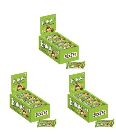 Balisto chocolate bars | Muesli mix green | 20 bars in a box (20 x 37 g) (pack of 3) Muesli mix 20 pieces (pack of 3)