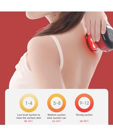 Rechargeable Electric Cupping Massage Device - 6/12 Gear Intelligent Therapy Tool for Home Office & Travel (Red) - Buy Online on GoSupps.com
