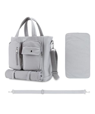 SONARIN Multifunctional Large Capacity Baby Nappy Changing Tote Bag Waterproof Lightweight Baby Changing Bag Satchel Messenger Bag Portable Travel Diaper Bag with Changing Mat Grey