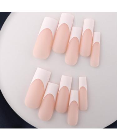 Square Fake French Nails - Long Full Cover Acrylic Nails for Women & Girls - 24PCS (Color 4) | Best Quality False Nails - Buy Online on GoSupps.com