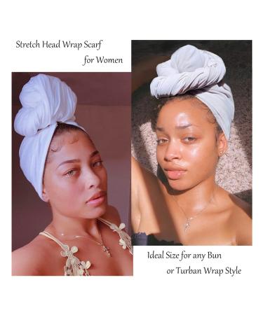 Kachanaa Ultra Soft Stretch Jersey Turban Head Wrap White Scarf for Black Women - Buy Online on GoSupps.com