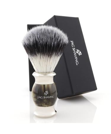 Jag Shaving Jag's Lee Razor brush synthetic silver tip elegant design wooden handle perfect razor brush for your razor green horn imitation