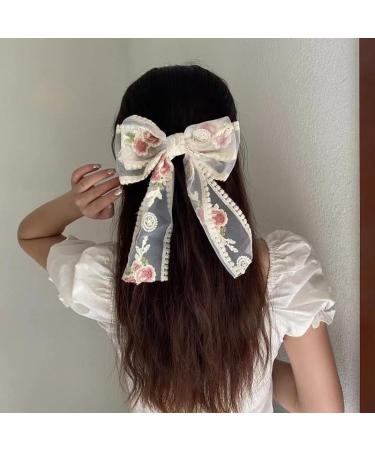 Lace Hair Bows Clip for Women Hair Barrettes for Girls Double Layer Hair Clips Bowknot Flower Lace Hair Accessories Large Hair Clip for Wedding Birthday 2 Layers - Buy Online on GoSupps.com