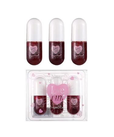 3 Colors Lip Tint Stain Set  Korean Lip Gloss Lip Tint Stain Plumping Mini Liquid Lipstick  Multi-use Lip and Cheek Tint  Long lasting Non-Stick Cup Waterproof  High Pigment  Vivid Color  Lip Color Makeup (Set A)