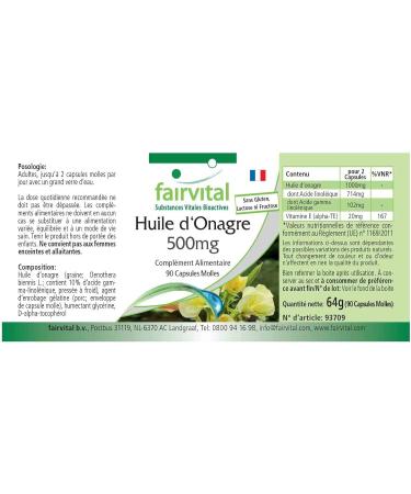 Fairvital | Evening primrose oil 500mg - 45 days - Highly dosed - 90 capsules - rich in GLA - Buy Online on GoSupps.com