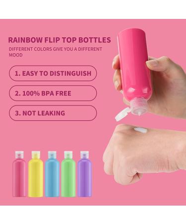 TOUREAL 100ML Travel Bottle Set (5 pcs) - Empty Cosmetic Filling Bottles with Funnel - Multi-Colored Flip Cap Donor Containers for International Shipping - Buy Online on GoSupps.com