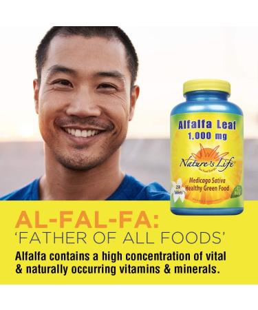 Natures Life Alfalfa Leaf Tablets 1000mg - Vitamin Rich Green Superfood | Non-GMO - 250 Count (Pack of 1) - Buy Online on GoSupps.com