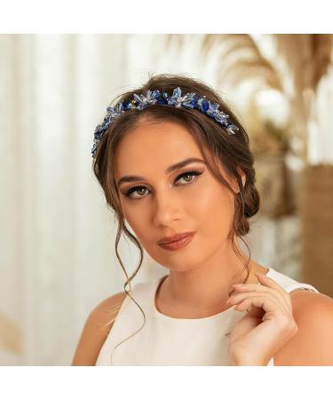 IYOU Sparkly Crystal Headbands Navy Blue Rhinestone Hair Band Vintage Party Prom Hair Accessories for Women - Buy Online on GoSupps.com