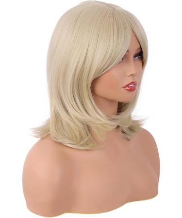 MapofBeauty 18 Inch/45 cm Layered Bangs Straight Synthetic Fiber Shoulder Length Hair Daily Use Wig (Blonde) - Buy Online on GoSupps.com
