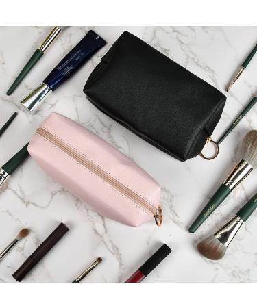 2-Piece PU Travel Makeup Storage Bag - Waterproof Organizer for Women Men & Kids - Pink & Black Cosmetic Bags - Buy Online on GoSupps.com