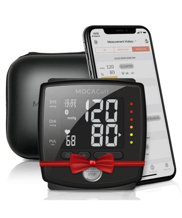 MOCACuff Bluetooth Blood Pressure Monitor, Wireless Fully Automatic Accurate Wrist Blood Pressure Monitor Cuff Portable with Protector Case and Tracking App for Apple and Android (White)