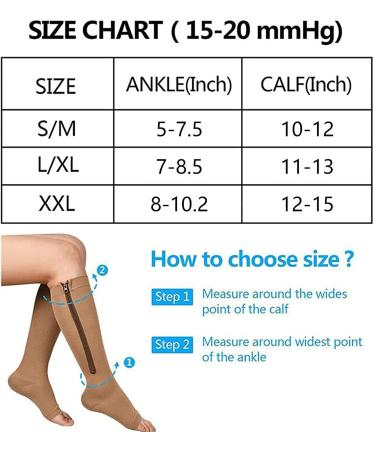 LighSele 2 Pairs Zipper Compression Socks 15-20 mmHg | Open Toe | Multicolor | Large-X-Large - Buy Online on GoSupps.com