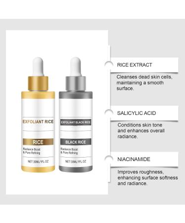 VKaoess Black Rice & White Rice Peeling Serum Gentle exfoliating duo for face and body pore reduction and deep hydration rice exfoliant for all skin types moisturizing 30ml 2 bottles - Buy Online on GoSupps.com