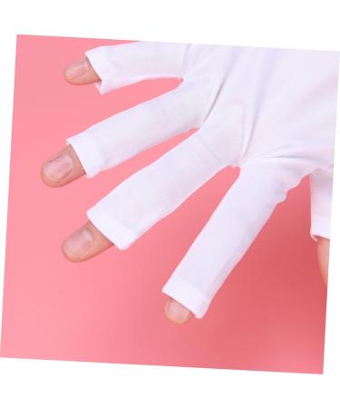 SOESFOUFU 1 Pair Manicure Glove Chinese Wooden Pillow Cotton Glove Anti Uv Glove Half-Finger Gloves Nail Silicone Ear Display Uv Shield Glove Sun Protection White - Buy Online on GoSupps.com