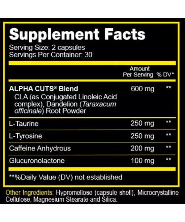 Alpha Pro Nutrition ALPHA CUTS Capsules - Thermogenic Fat Burner for Men and Women - Pre Cardio Workout Weight Loss Supplement with CLA - 60 caps - Buy Online on GoSupps.com