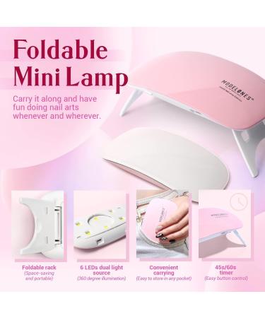 Modelones Poly Nail Gel Kit (15ML) Starter with U V Light 6W LED Nail Dryer Lamp 2 Colors Clear & Pink Gel Nail Extension Tips Kit with Top and Base Coat Natural Skin Tone Essential Manicure Tool - Buy Online on GoSupps.com