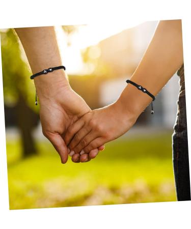VALICLUD 4pcs Black and White Heart Bracelet Black Rope Bracelet Matching Unisex Beads Heart Bracelet Mens Cuff Bracelet Rope Bracelets Men and Women To Weave The Letter Is Acrylic Gift 6X6X0.5CM Black A - Buy Online on GoSupps.com