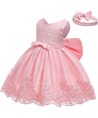Baby Girls Princess Lace Party Dress with Headwear - Light Pink 18-24 Months - Buy Online on GoSupps.com