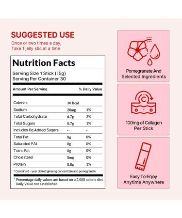 Korean Beauty Baekje Geumsan Women's Pomegranate Collagen Jelly Stick 5.1oz / 30 Count (5 Pack) 1 Count (Pack of 30) - Buy Online on GoSupps.com