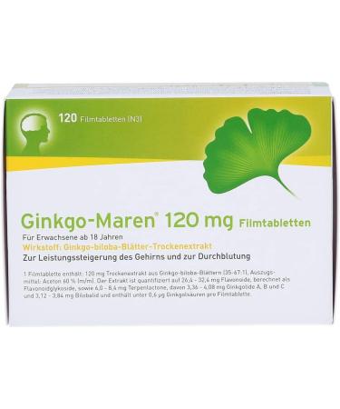 Ginkgo-Maren 120 mg Film-Coated Tablets - 120 pcs | Premium Ginkgo Biloba Supplement for Enhanced Memory & Focus - International Shipping Available - Buy Online on GoSupps.com