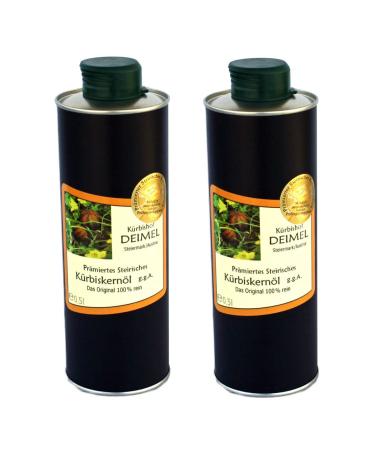 Pumpkin Deimel Styria/Austria - savings offer 2 x 500 ml of can - original Styrian pumpkin seed oil G.G.A.- Annually awarded 500 ml can (2 -person pack)