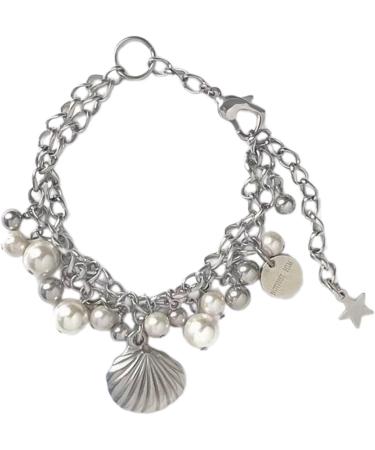 OralGos Harajuku Style Shell Pendant Bracelet - Adjustable Pearl Bangle Hand Chain Jewelry for Women | Perfect New Year Gift - Buy Online on GoSupps.com