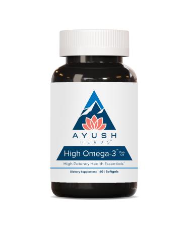 Ayush Herbs High Omega 3 - Omega 3 Fish Oil 1000mg Per Capsule EPA & DHA Fish Oil Supplement for Women & Men Natural Lemon Flavor - 60 Softgel Capsules (1 Count)
